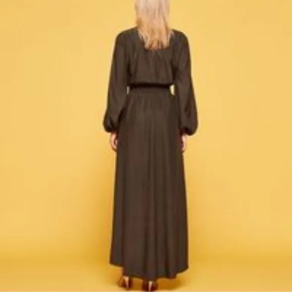 Reformation Rosalina Brown Long Sleeve High Slit Dress NWT - Picture 4 of 12